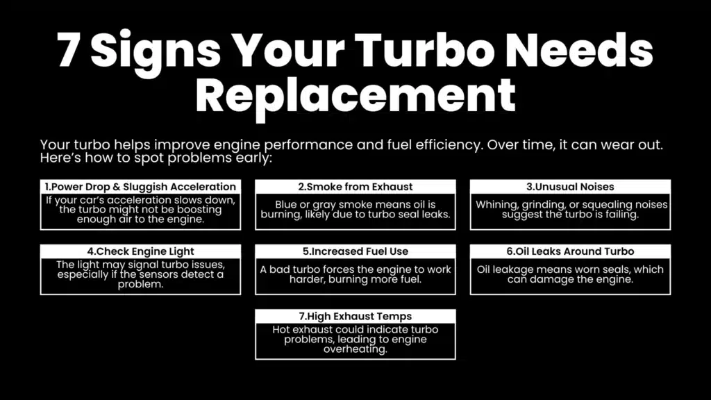 in infographic showing signs your turbo needs replacement
