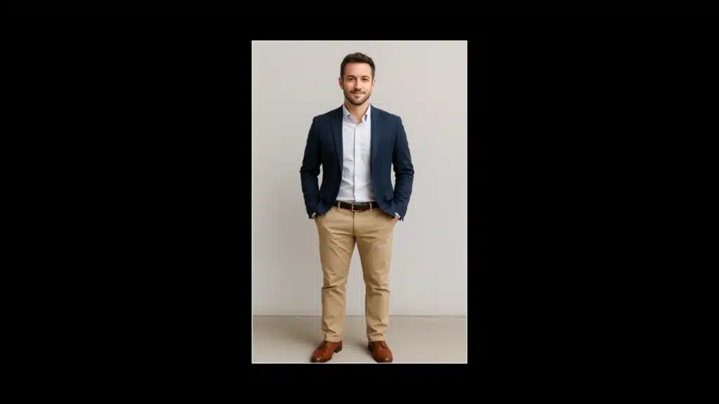 a person standing in formal dress