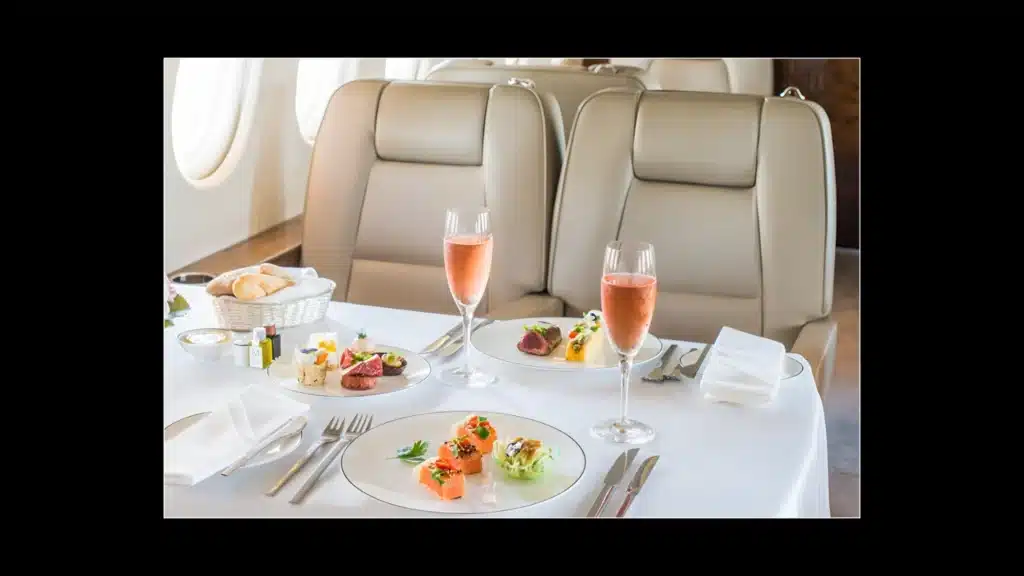 an image of a n interior of a private jet cousine