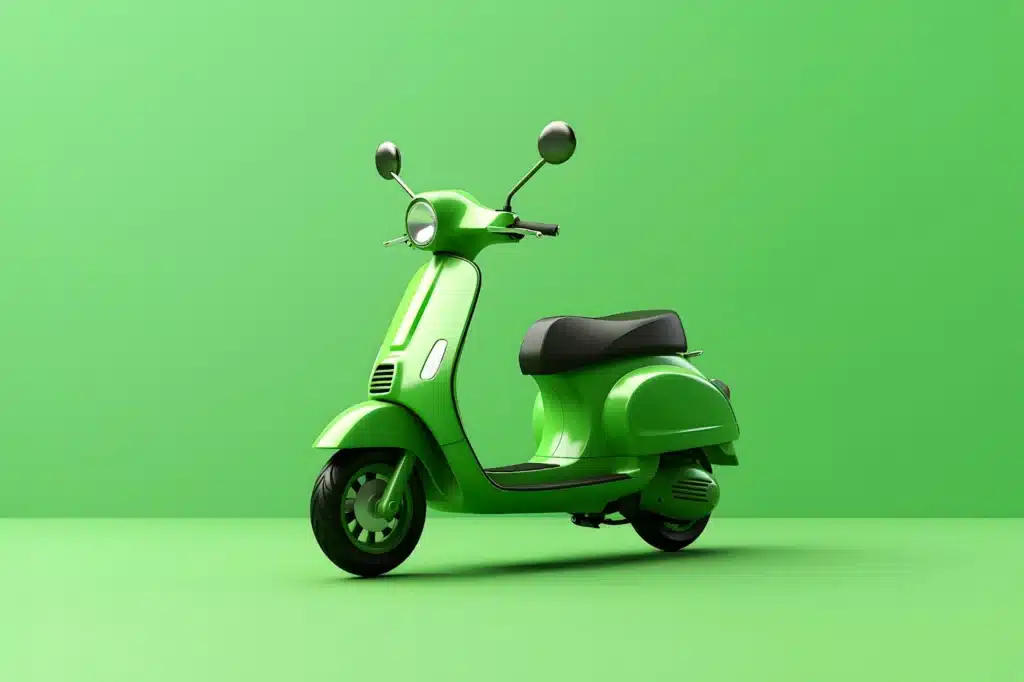 an ai image of an electric scooter in green color
