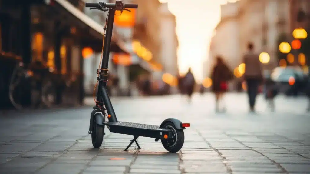 an image of an electric scooter on the road side