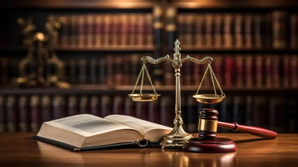 an ai image of law chamber with a svale and abook being opened