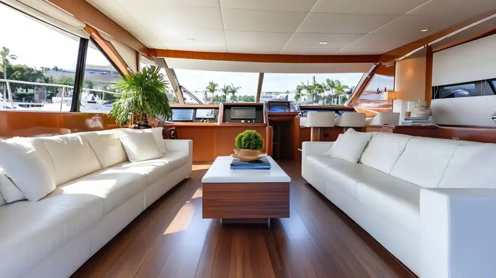 an image showing the interior of luxury yacht