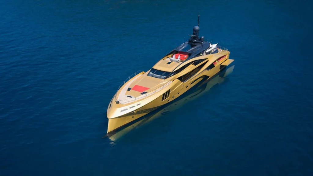 a picture of a histtory suprem yacht in the blue water 