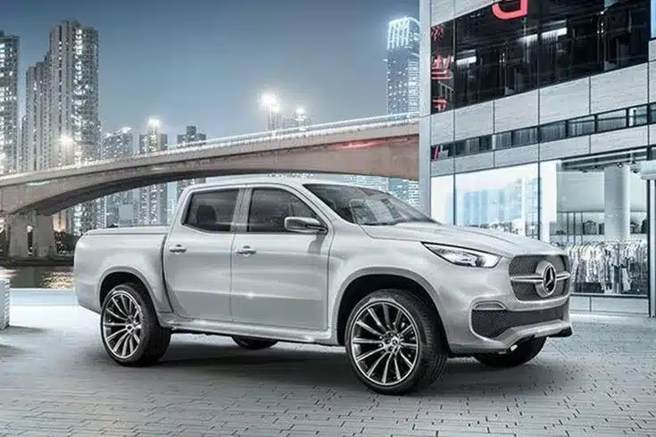 an image of a white-colored Mercedes X class