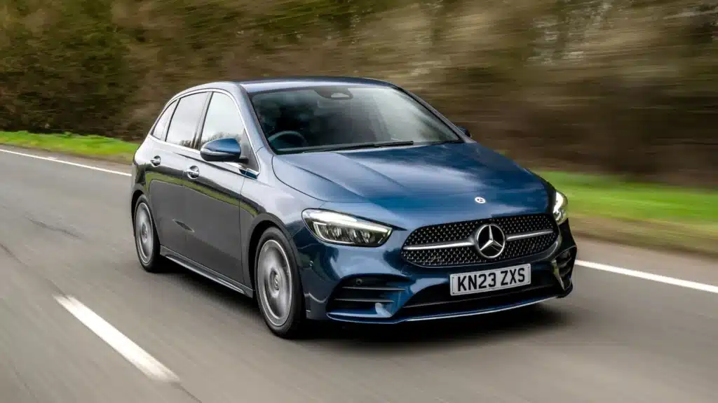 an image showing a class mercedes benz on the road- classes of mercedes benz
