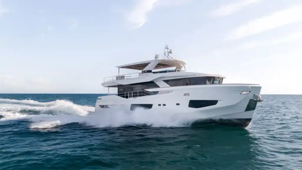 an image showing a small size yacht in the sea