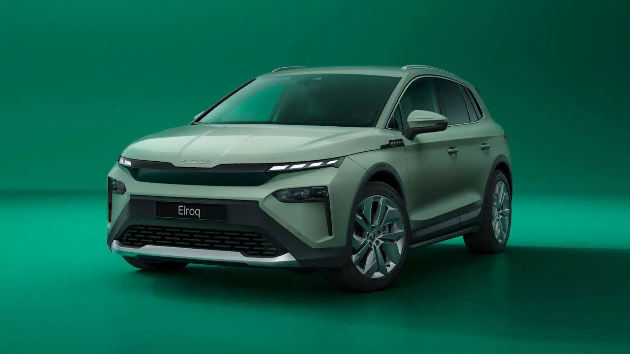 an image showing pastel green electric cars