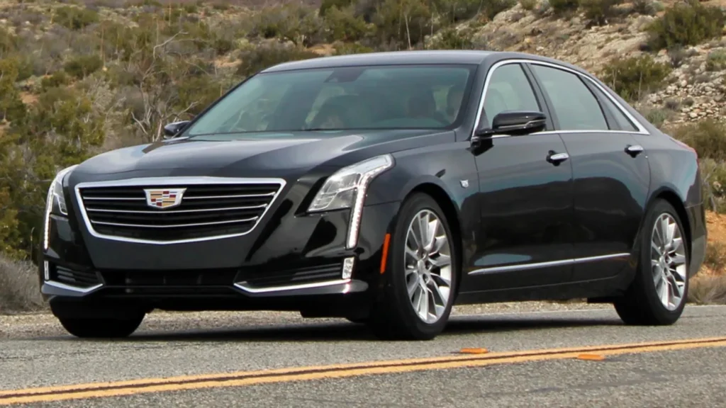 an image showing a luxury american black car