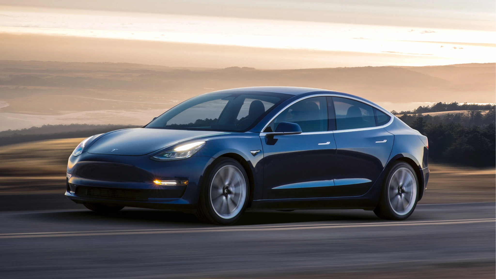an image showing a blue american luxury car