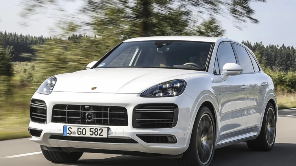 an image showing a white Porsche Cayenne