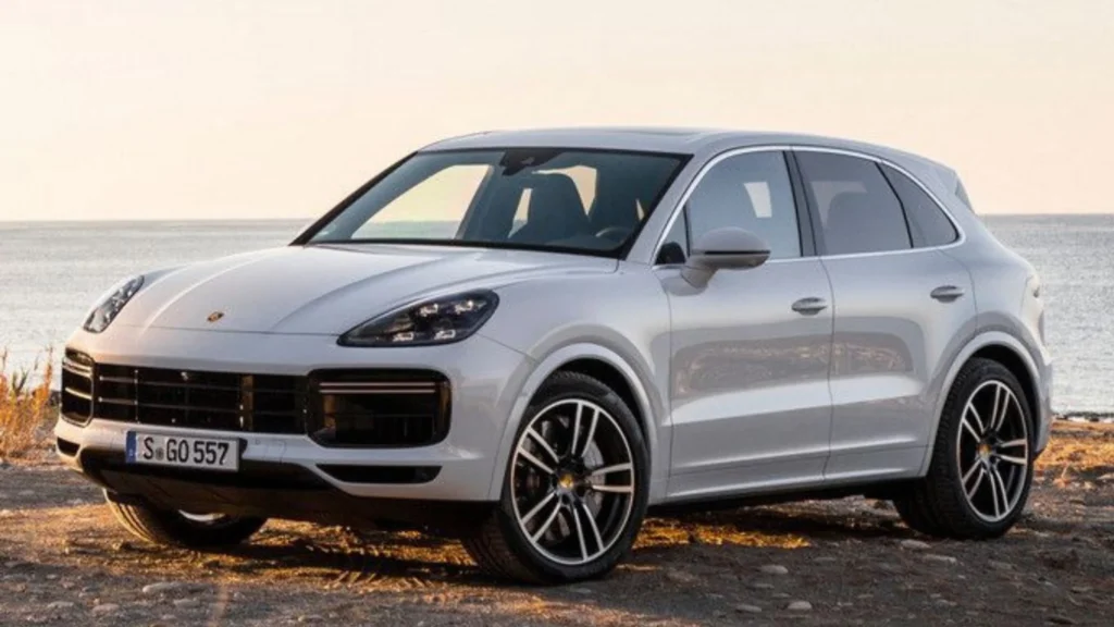 an image showing a white Porsche Cayenne