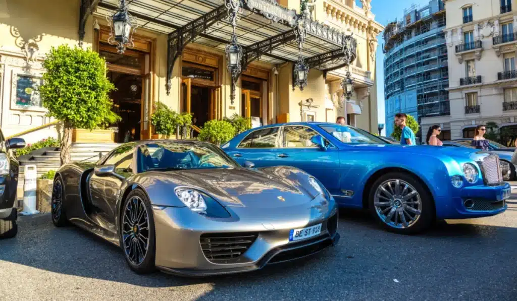 an image showing a grey luxury car