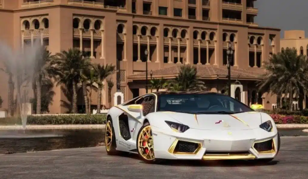 an image showing a luxury white car