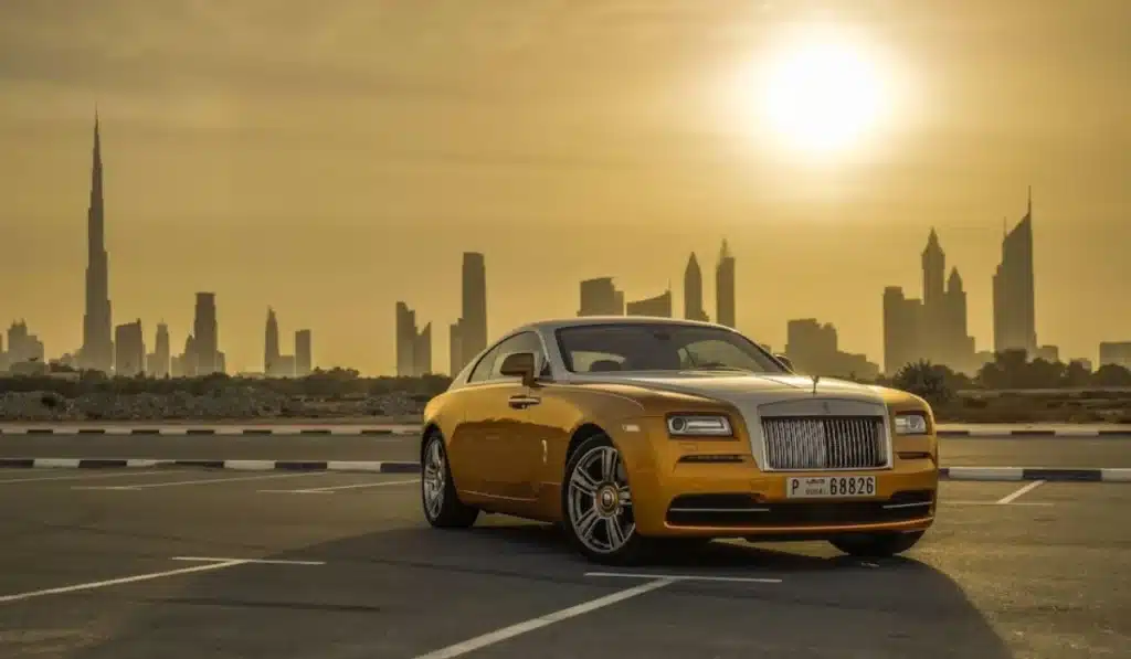 an image showing a luxury golden car