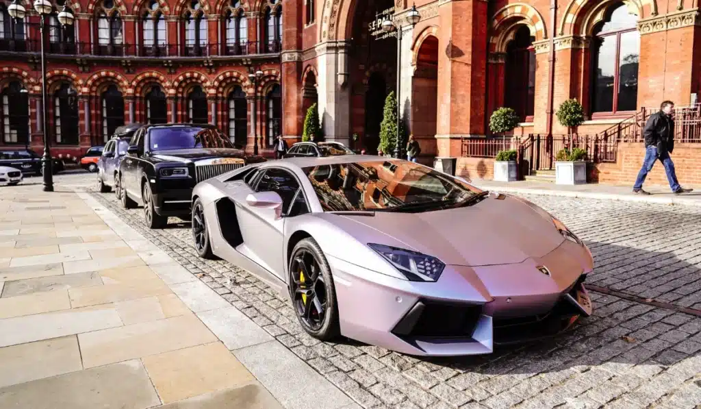 an image showing a white luxury car