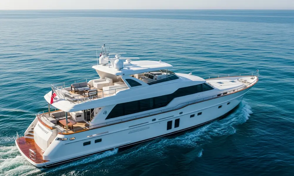 Luxury Westport yacht cruising at sea