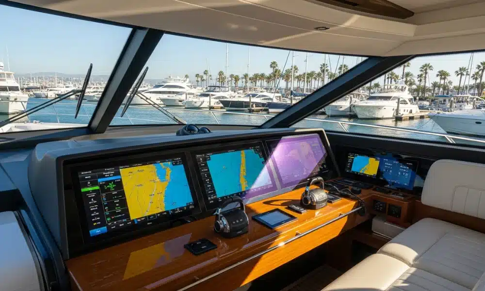 Modern luxury yacht with smart automation controls