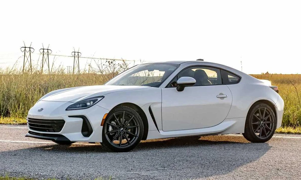 Two-door sports coupe parked outdoors.
