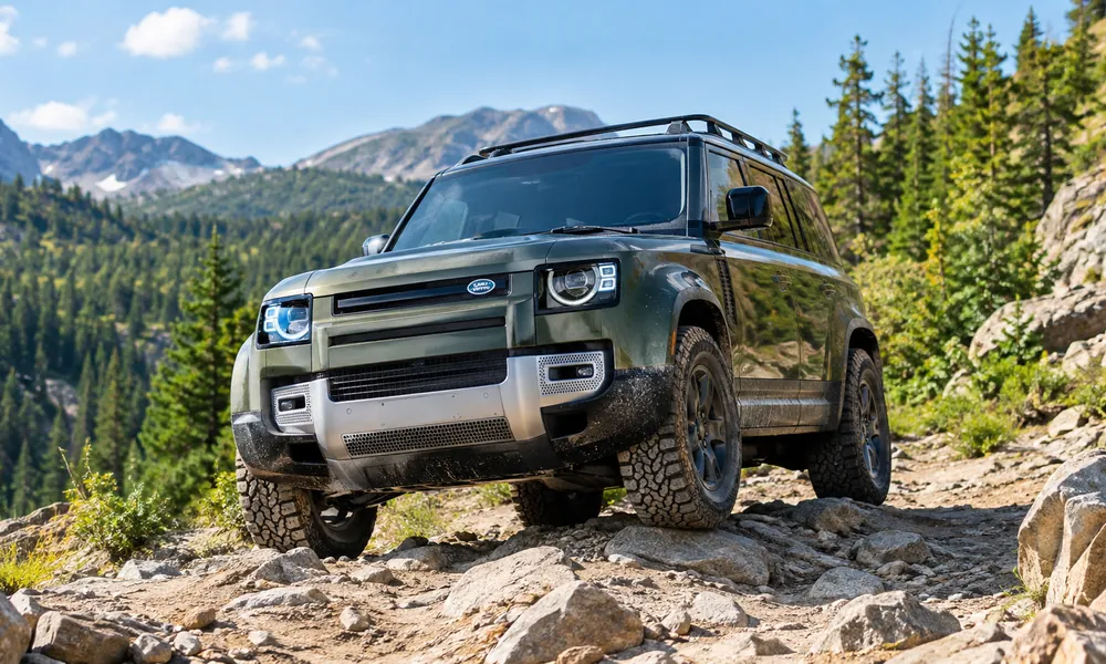 Rugged four-wheel-drive SUV driving over a rocky mountain trail-Types of cars