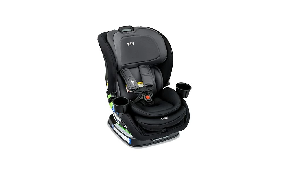 Britax Popular convertible car seat with padded black upholstery and cup holders