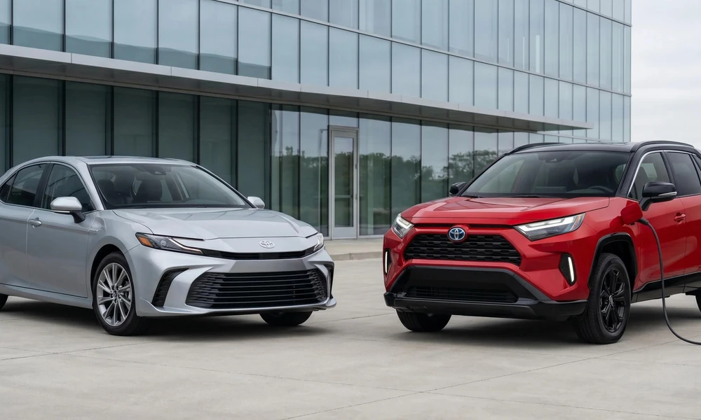 Sedan and SUV parked side by side showing differences in vehicle size and body style.