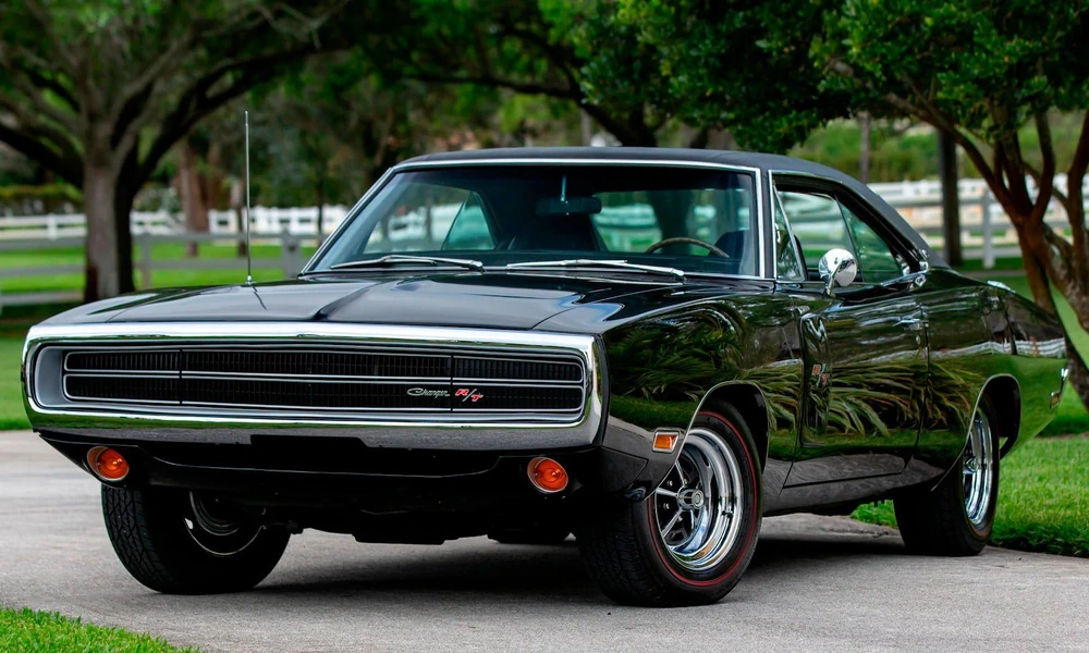 Black 1970 Dodge Charger R/T classic muscle car.