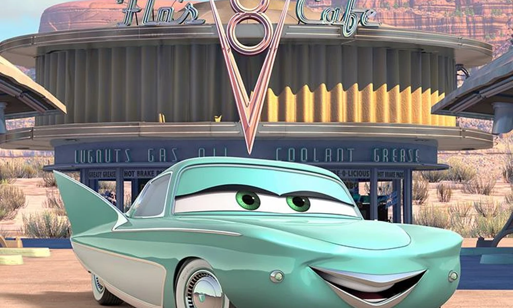 Flo turquoise car character from Disney Pixar Cars