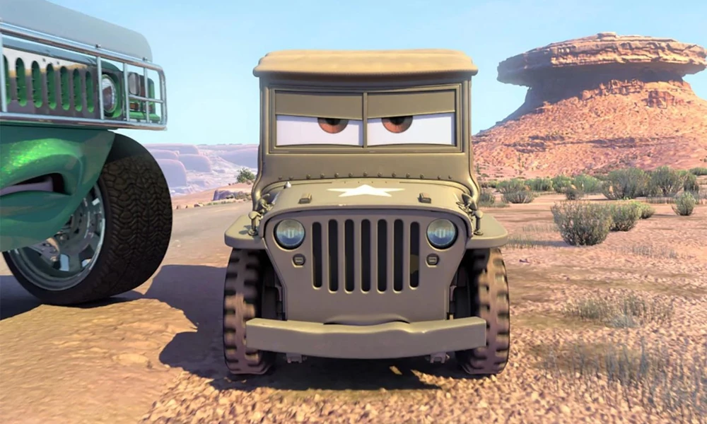 Sarge military Jeep character from Disney Pixar Cars