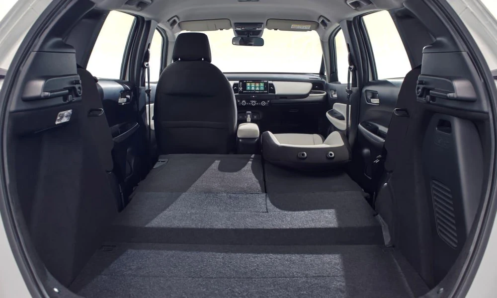 Honda Fit interior with flexible rear seats and cargo space