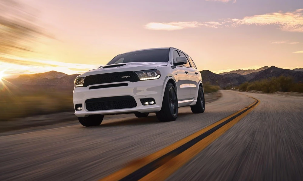 White Dodge Durango SUV showing its exterior styling and spacious body design.