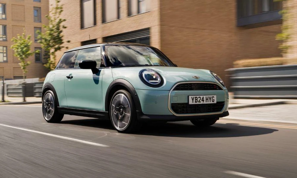 Mini Cooper compact hatchback in the city
