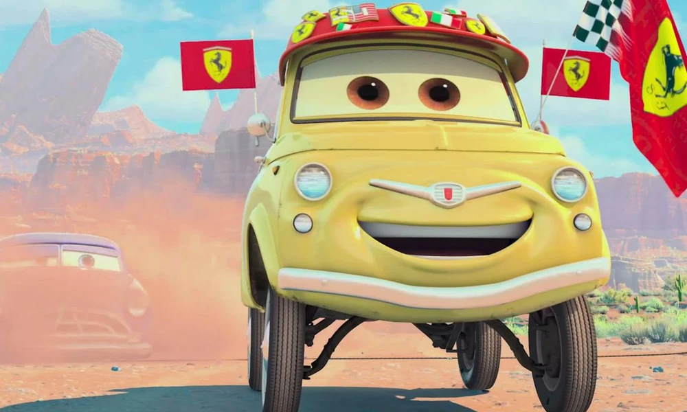 Luigi yellow Fiat 500 character from Disney Pixar Cars