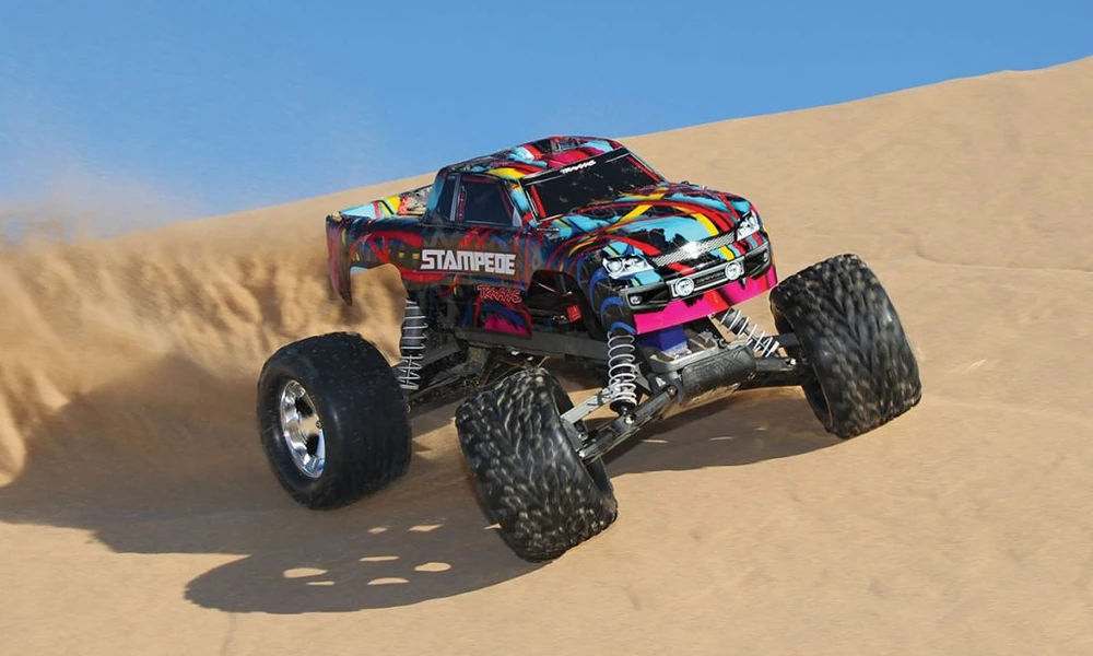 Traxxas Stampede monster-style RC truck with large tires on grass