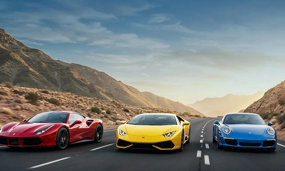Three performance cars illustrating sports car, supercar, and hypercar categories.